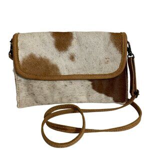 MYRA Bag Crossbody Leather Cowhide Canvas Purse Clutch S Coastal‎ Western NWOT
